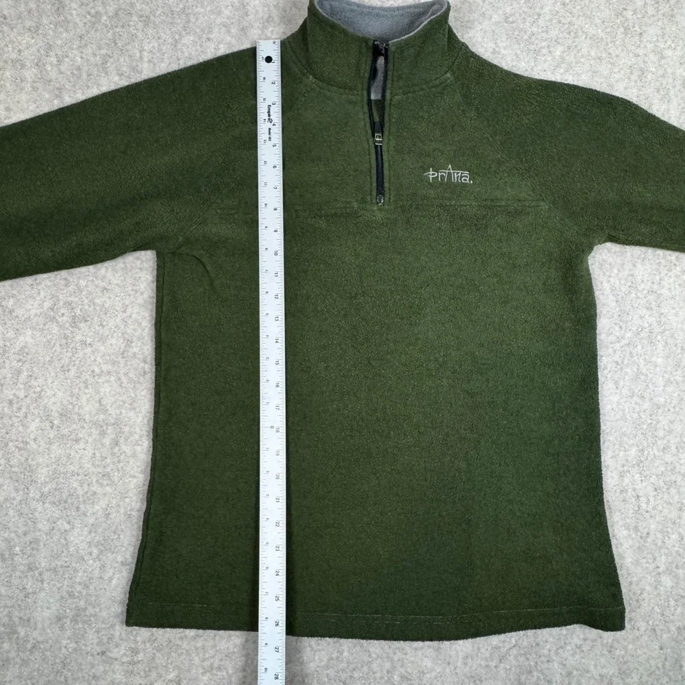 Prana Fleece Pullover Mens Large Green Quarter Zip Mock Neck‎ Raglan